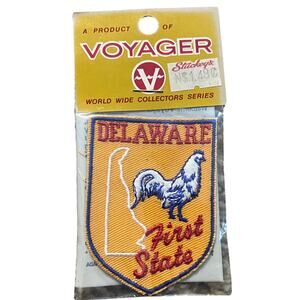 Vintage 1970s Voyager Brand Delaware State Souvenir Travel Tourism Sew-On Patch